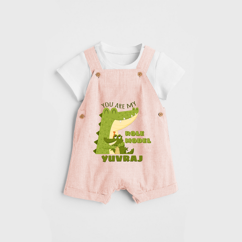 Celebrate "You Are My Role Model" Themed Personalised Kids Dungaree - PEACH - 0 - 5 Months Old (Chest 18")