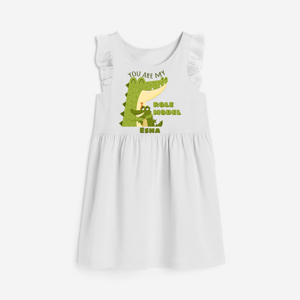 Celebrate "You Are My Role Model" Themed Personalised Girls Frock - WHITE - 0 - 6 Months Old (Chest 18")