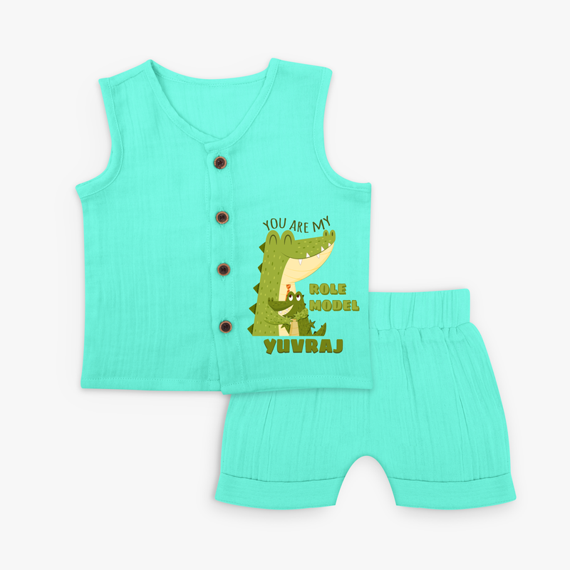 Celebrate "You Are My Role Model" Themed Personalised Kids Jabla set - AQUA GREEN - 0 - 3 Months Old (Chest 9.8")