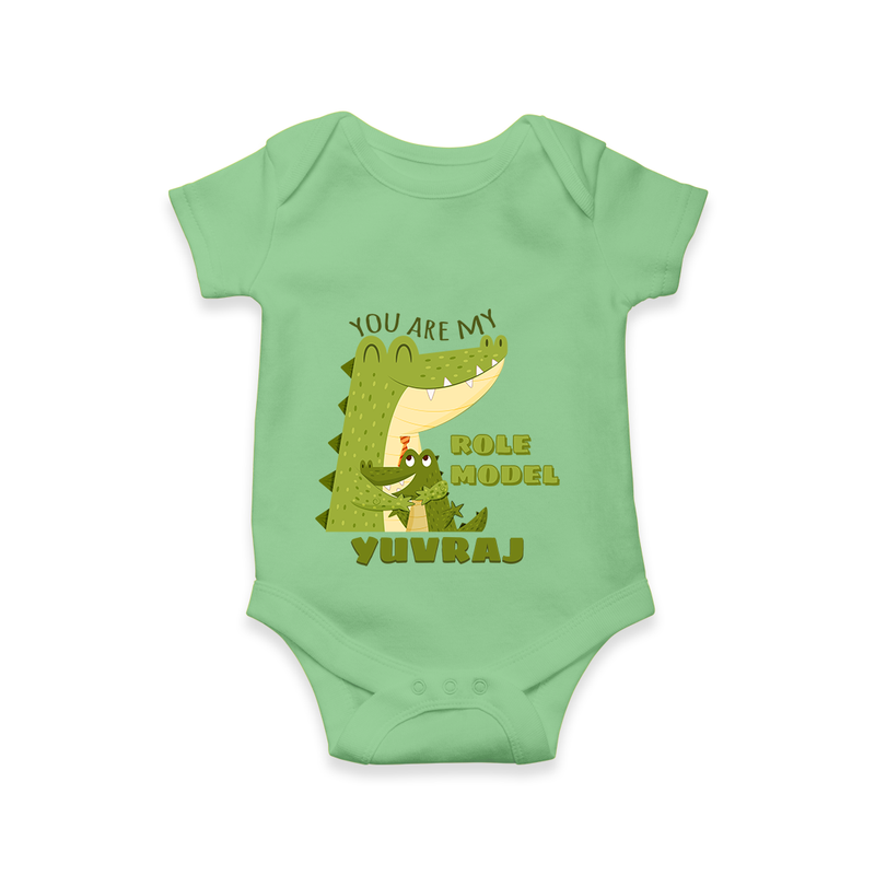 Celebrate "You Are My Role Model" Themed Personalised Baby Rompers - GREEN - 0 - 3 Months Old (Chest 16")