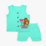Celebrate "Dad I Feel Safe With Your Big Bear Hugs" Themed Personalised Kids Jabla set - AQUA GREEN - 0 - 3 Months Old (Chest 9.8")