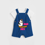 Celebrate "Dad You Inspire Me" Themed Personalised Kids Dungaree - COBALT BLUE - 0 - 5 Months Old (Chest 18")