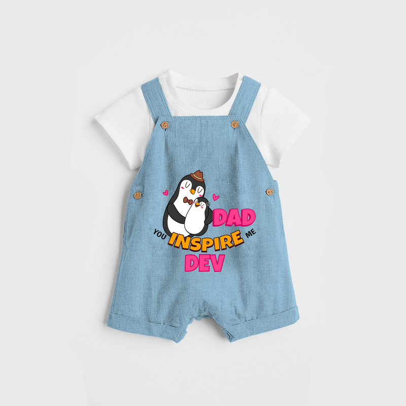 Celebrate "Dad You Inspire Me" Themed Personalised Kids Dungaree - SKY BLUE - 0 - 5 Months Old (Chest 18")