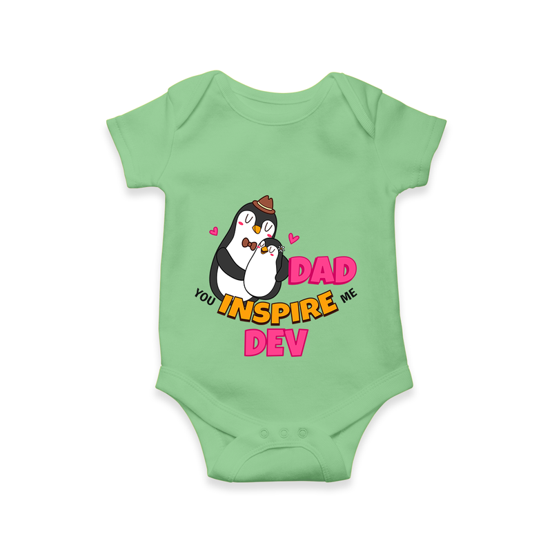 Celebrate "Dad You Inspire Me" Themed Personalised Baby Rompers - GREEN - 0 - 3 Months Old (Chest 16")