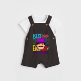 Celebrate "Best Dad Ever Love" Themed Personalised Kids Dungaree - CHOCOLATE BROWN - 0 - 5 Months Old (Chest 18")