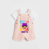 Celebrate "Best Dad Ever Love" Themed Personalised Kids Dungaree - PEACH - 0 - 5 Months Old (Chest 18")