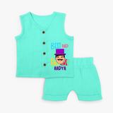 Celebrate "Best Dad Ever Love" Themed Personalised Kids Jabla set - AQUA GREEN - 0 - 3 Months Old (Chest 9.8")