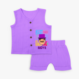 Celebrate "Best Dad Ever Love" Themed Personalised Kids Jabla set - PURPLE - 0 - 3 Months Old (Chest 9.8")