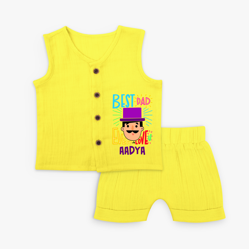 Celebrate "Best Dad Ever Love" Themed Personalised Kids Jabla set - YELLOW - 0 - 3 Months Old (Chest 9.8")
