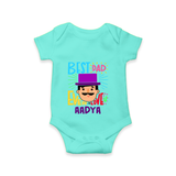 Celebrate "Best Dad Ever Love" Themed Personalised Baby Rompers - ARCTIC BLUE - 0 - 3 Months Old (Chest 16")