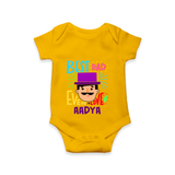 Celebrate "Best Dad Ever Love" Themed Personalised Baby Rompers - CHROME YELLOW - 0 - 3 Months Old (Chest 16")
