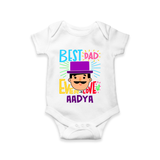 Celebrate "Best Dad Ever Love" Themed Personalised Baby Rompers - WHITE - 0 - 3 Months Old (Chest 16")