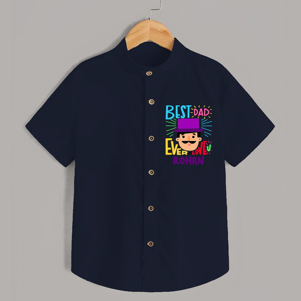 Celebrate "Best Dad Ever Love" Themed Personalised Shirt for Kids - NAVY BLUE - 0 - 6 Months Old (Chest 21")