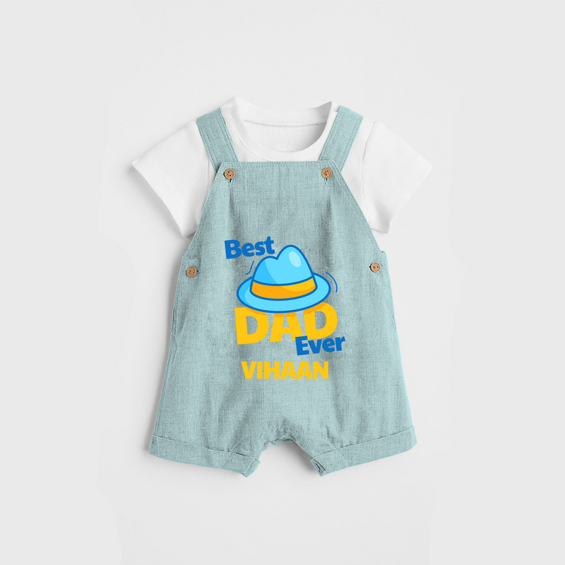 Celebrate "Best Dad Ever" Themed Personalised Kids Dungaree - ARCTIC BLUE - 0 - 5 Months Old (Chest 18")