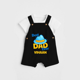 Celebrate "Best Dad Ever" Themed Personalised Kids Dungaree - BLACK - 0 - 5 Months Old (Chest 18")