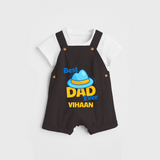 Celebrate "Best Dad Ever" Themed Personalised Kids Dungaree - CHOCOLATE BROWN - 0 - 5 Months Old (Chest 18")