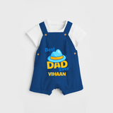 Celebrate "Best Dad Ever" Themed Personalised Kids Dungaree - COBALT BLUE - 0 - 5 Months Old (Chest 18")