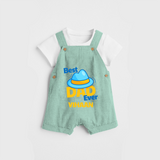 Celebrate "Best Dad Ever" Themed Personalised Kids Dungaree - LIGHT GREEN - 0 - 5 Months Old (Chest 18")