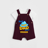 Celebrate "Best Dad Ever" Themed Personalised Kids Dungaree - MAROON - 0 - 5 Months Old (Chest 18")