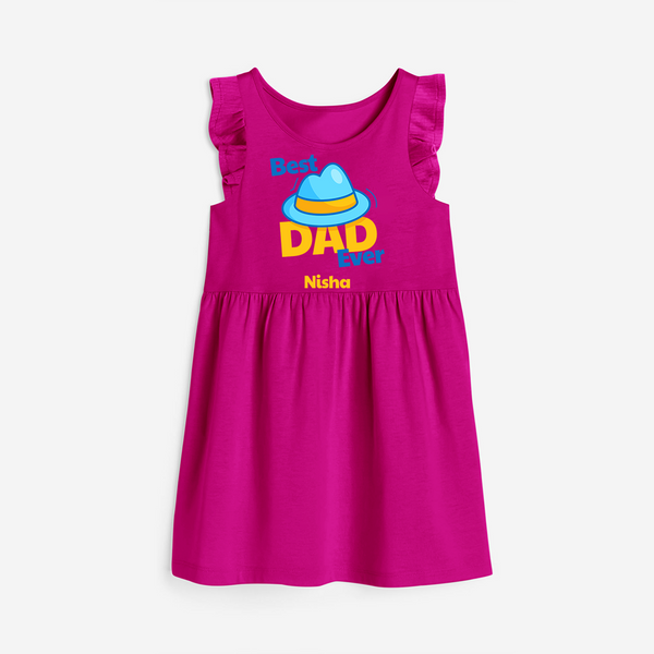 Celebrate "Best Dad Ever" Themed Personalised Girls Frock - HOT PINK - 0 - 6 Months Old (Chest 18")