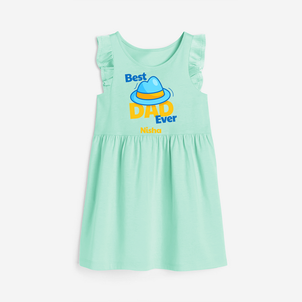 Celebrate "Best Dad Ever" Themed Personalised Girls Frock - TEAL GREEN - 0 - 6 Months Old (Chest 18")