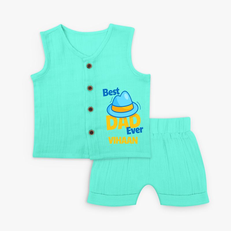 Celebrate "Best Dad Ever" Themed Personalised Kids Jabla set - AQUA GREEN - 0 - 3 Months Old (Chest 9.8")