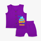 Celebrate "Best Dad Ever" Themed Personalised Kids Jabla set - ROYAL PURPLE - 0 - 3 Months Old (Chest 9.8")