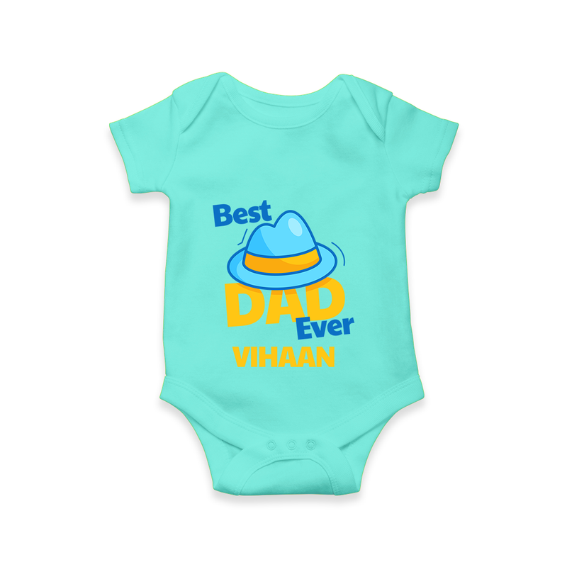 Celebrate "Best Dad Ever" Themed Personalised Baby Rompers - ARCTIC BLUE - 0 - 3 Months Old (Chest 16")