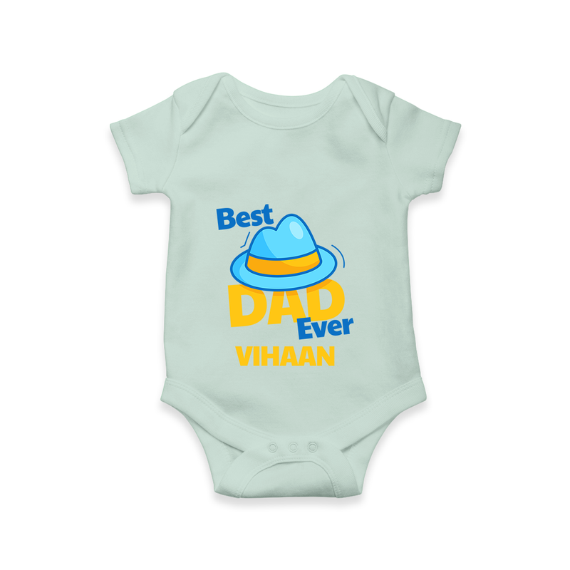 Celebrate "Best Dad Ever" Themed Personalised Baby Rompers - MINT GREEN - 0 - 3 Months Old (Chest 16")