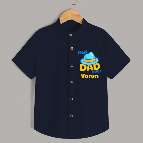 Celebrate "Best Dad Ever" Themed Personalised Shirt for Kids - NAVY BLUE - 0 - 6 Months Old (Chest 21")