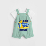 Celebrate "Dad Happy Father's Day" Themed Personalised Kids Dungaree - LIGHT GREEN - 0 - 5 Months Old (Chest 18")