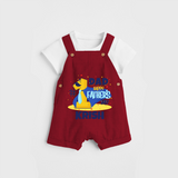 Celebrate "Dad Happy Father's Day" Themed Personalised Kids Dungaree - RED - 0 - 5 Months Old (Chest 18")