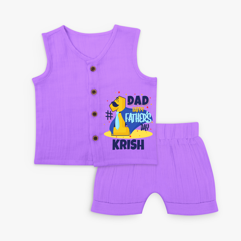 Celebrate "Dad Happy Father's Day" Themed Personalised Kids Jabla set - PURPLE - 0 - 3 Months Old (Chest 9.8")