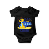 Celebrate "Dad Happy Father's Day" Themed Personalised Baby Rompers - BLACK - 0 - 3 Months Old (Chest 16")