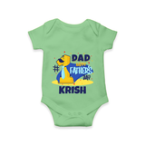 Celebrate "Dad Happy Father's Day" Themed Personalised Baby Rompers - GREEN - 0 - 3 Months Old (Chest 16")