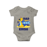 Celebrate "Dad Happy Father's Day" Themed Personalised Baby Rompers - GREY - 0 - 3 Months Old (Chest 16")
