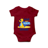 Celebrate "Dad Happy Father's Day" Themed Personalised Baby Rompers - MAROON - 0 - 3 Months Old (Chest 16")