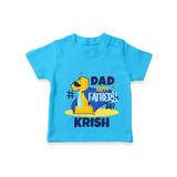 Celebrate "Dad Happy Father's Day" Themed Personalised T-shirts - SKY BLUE - 0 - 5 Months Old (Chest 17")