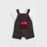 Celebrate "Love You Dad" Themed Personalised Kids Dungaree - CHOCOLATE BROWN - 0 - 5 Months Old (Chest 18")