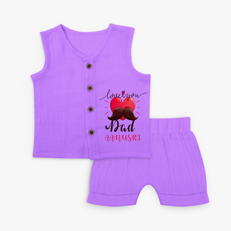 Celebrate "Love You Dad" Themed Personalised Kids Jabla set - PURPLE - 0 - 3 Months Old (Chest 9.8")