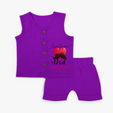 Celebrate "Love You Dad" Themed Personalised Kids Jabla set - ROYAL PURPLE - 0 - 3 Months Old (Chest 9.8")