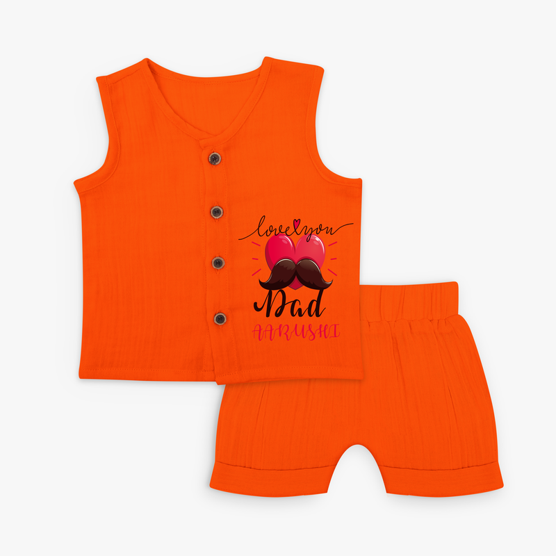 Celebrate "Love You Dad" Themed Personalised Kids Jabla set - TANGERINE - 0 - 3 Months Old (Chest 9.8")