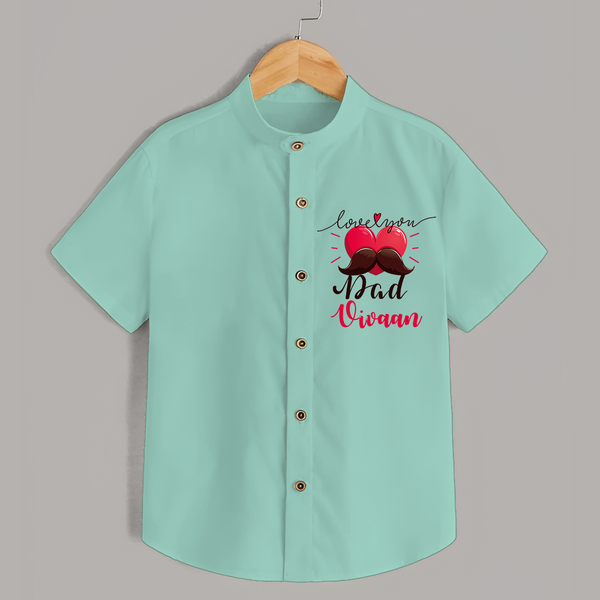 Celebrate "Love You Dad" Themed Personalised Kids Shirt - LIGHT GREEN - 0 - 6 Months Old (Chest 21")