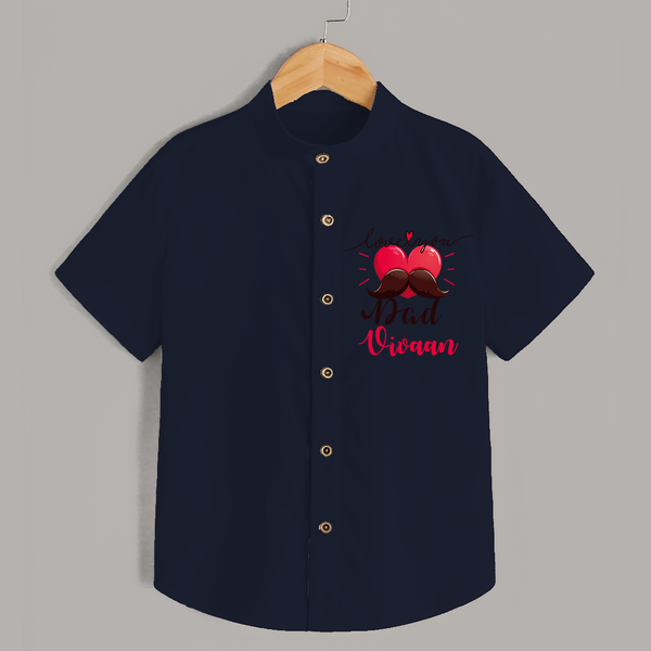 Celebrate "Love You Dad" Themed Personalised Shirt for Kids - NAVY BLUE - 0 - 6 Months Old (Chest 21")