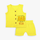 Celebrate "You Are The Best Dad In The World" Themed Personalised Kids Jabla set - YELLOW - 0 - 3 Months Old (Chest 9.8")