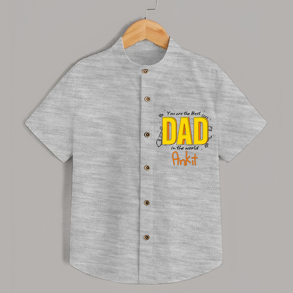 Celebrate "You Are The Best Dad In The World" Themed Personalised Kids Shirt - GREY SLUB - 0 - 6 Months Old (Chest 21")