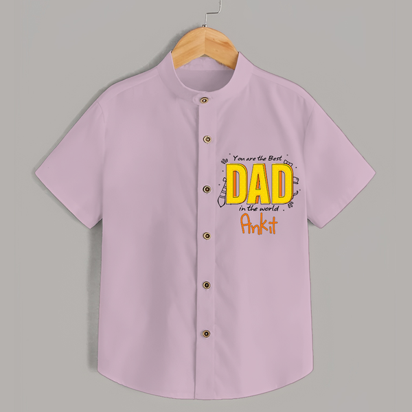 Celebrate "You Are The Best Dad In The World" Themed Personalised Shirt for Kids - PINK - 0 - 6 Months Old (Chest 21")