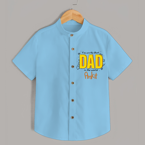Celebrate "You Are The Best Dad In The World" Themed Personalised Shirt for Kids - SKY BLUE - 0 - 6 Months Old (Chest 21")