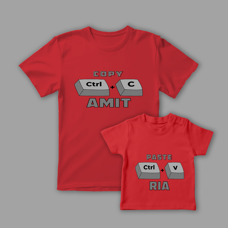 Celebrate the Fathers' day with "Copy & Paste" Red Colored Combo T-shirt
