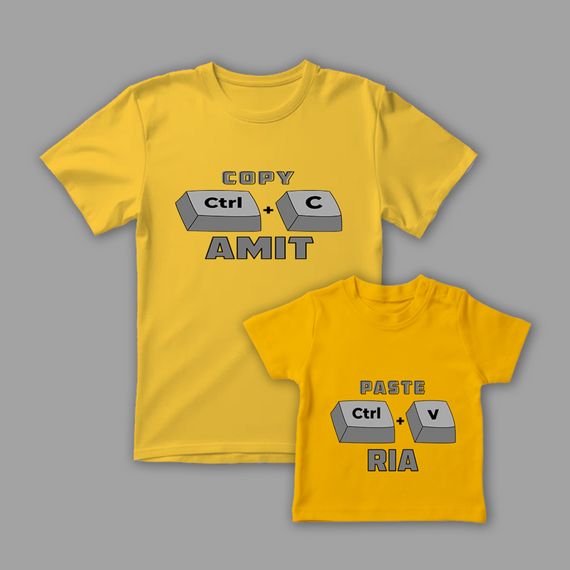 Celebrate the Fathers' day with "Copy & Paste" Yellow Colored Combo T-shirt